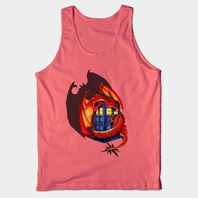 Red Dragon with blue phone booth Tank Top by Dezigner007